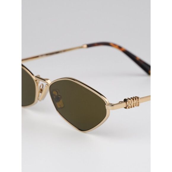 NEW Miu Miu MU56ZS 5AK09Z Gold Dark Brown Geometric Unisex Sunglasses MU 56ZS main image 12